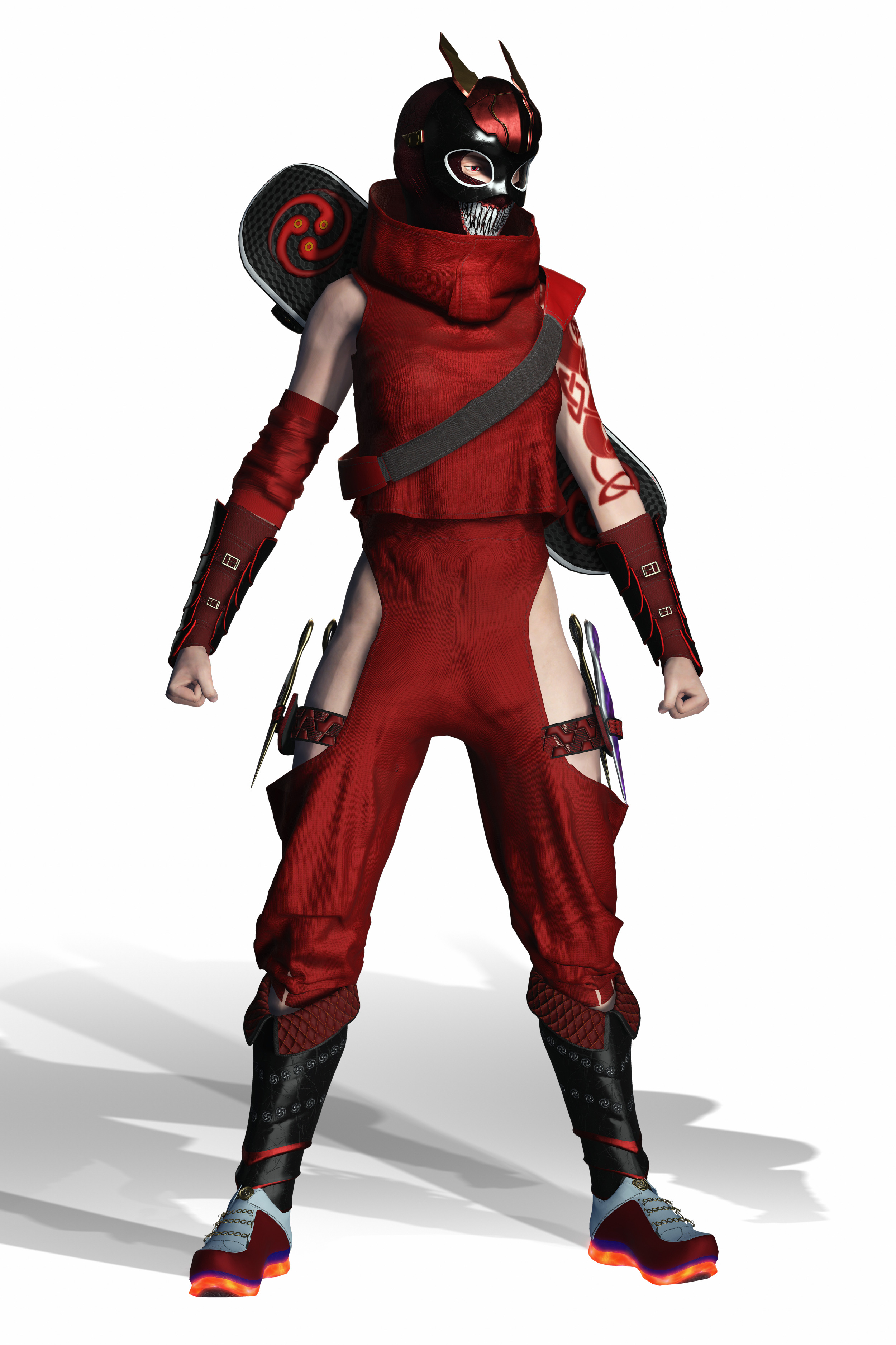 Kuro Oni Stylized Sci Fi Ninja Assassin Game Ready Character Low-poly 3D model_12