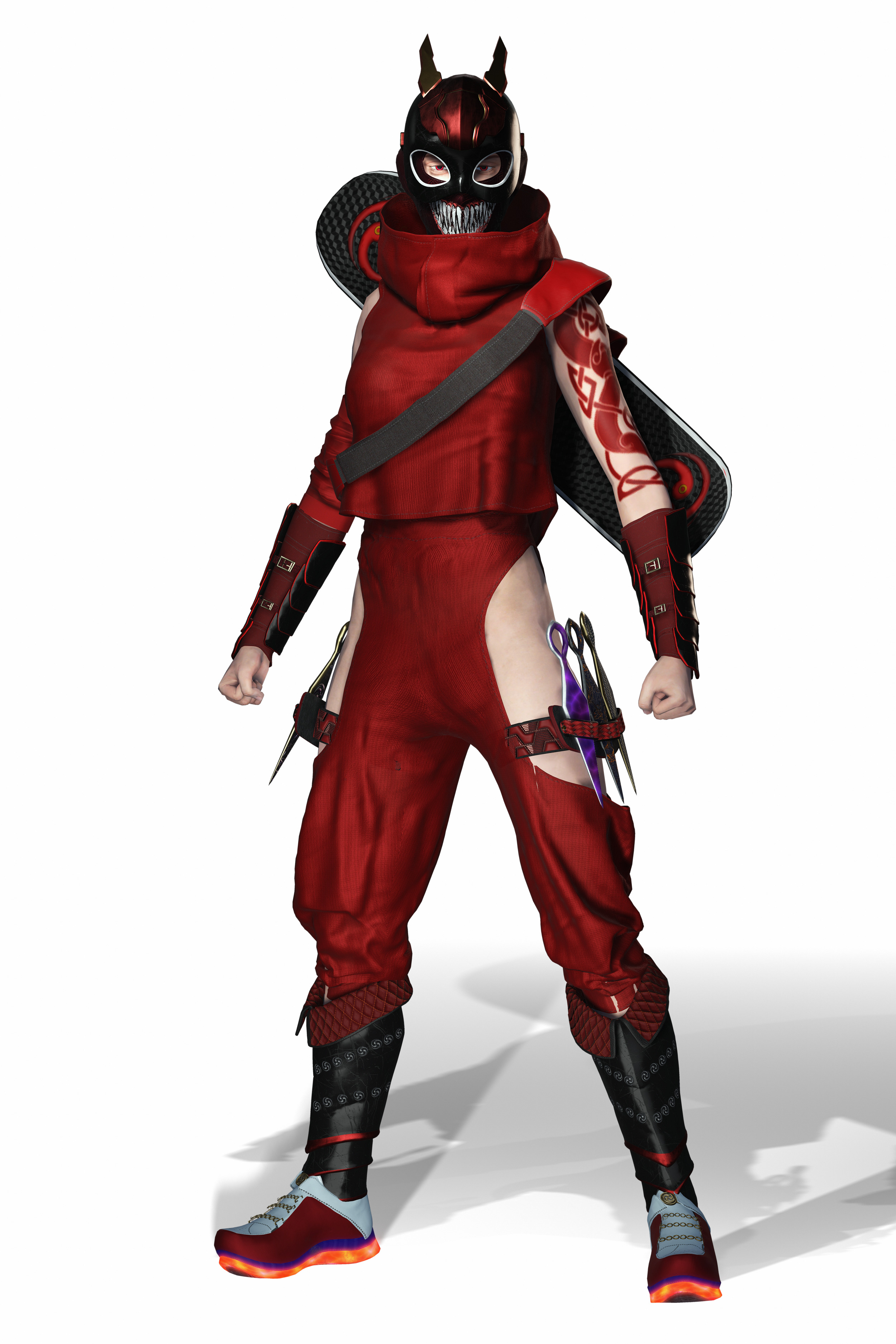 Kuro Oni Stylized Sci Fi Ninja Assassin Game Ready Character Low-poly 3D model_9