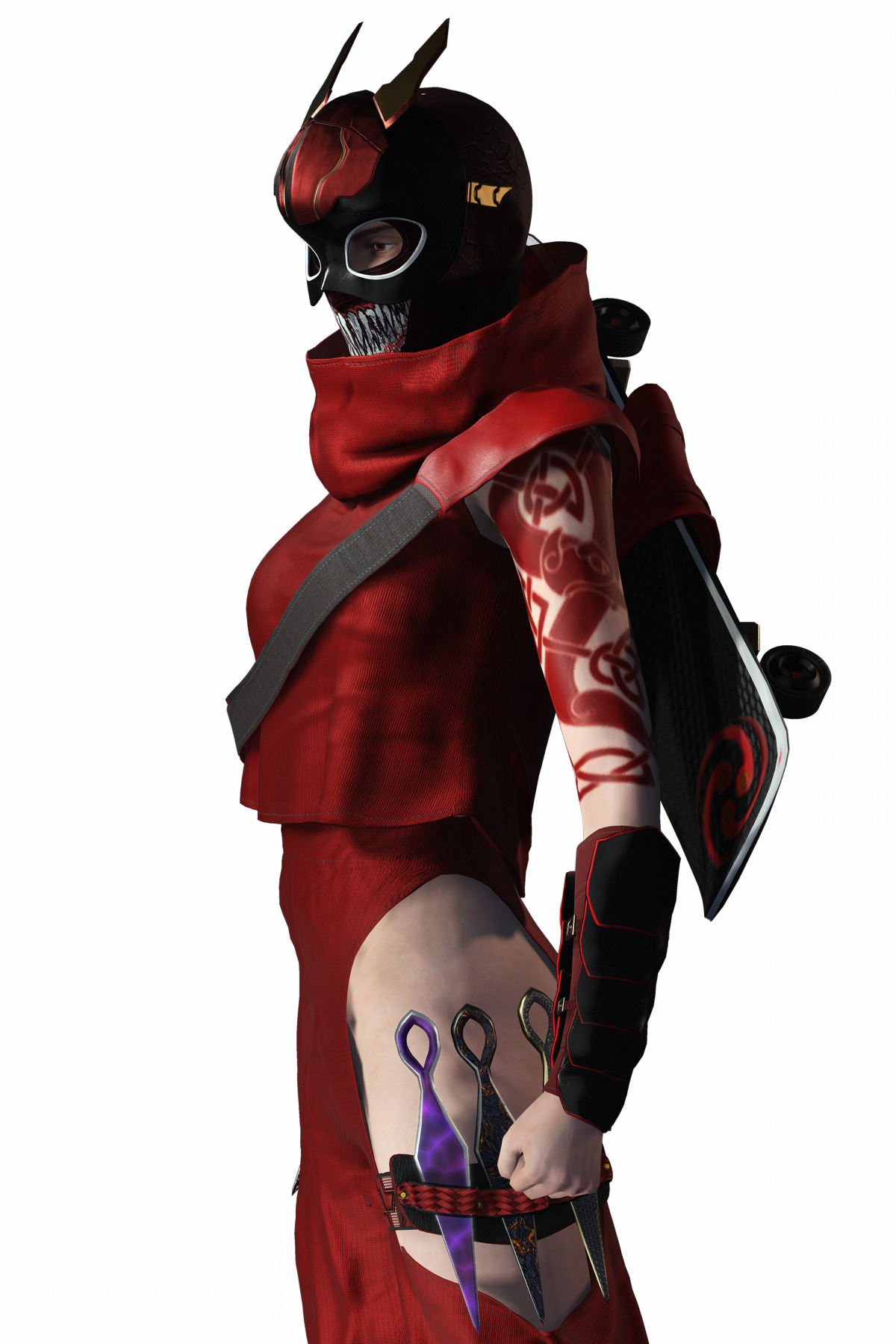 Kuro Oni Stylized Sci Fi Ninja Assassin Game Ready Character Low-poly 3D model_13