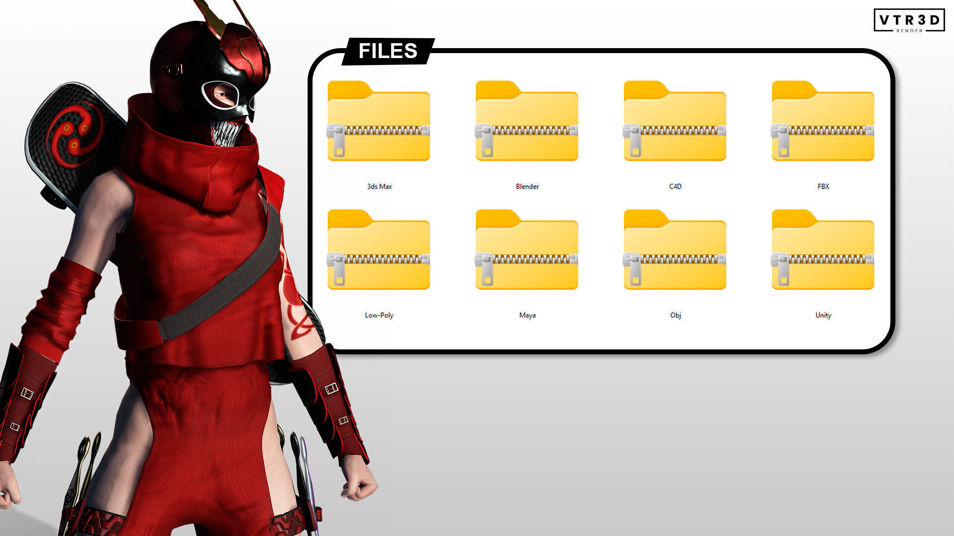 Kuro Oni Stylized Sci Fi Ninja Assassin Game Ready Character Low-poly 3D model_6