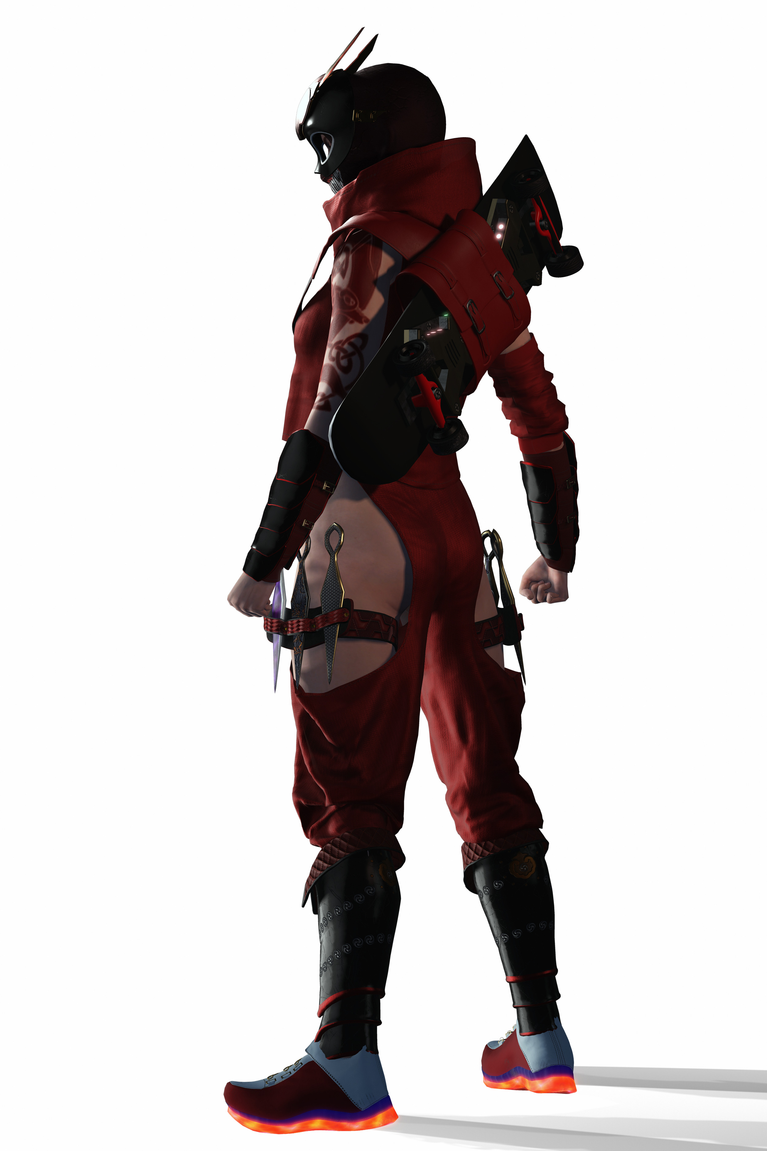 Kuro Oni Stylized Sci Fi Ninja Assassin Game Ready Character Low-poly 3D model_10