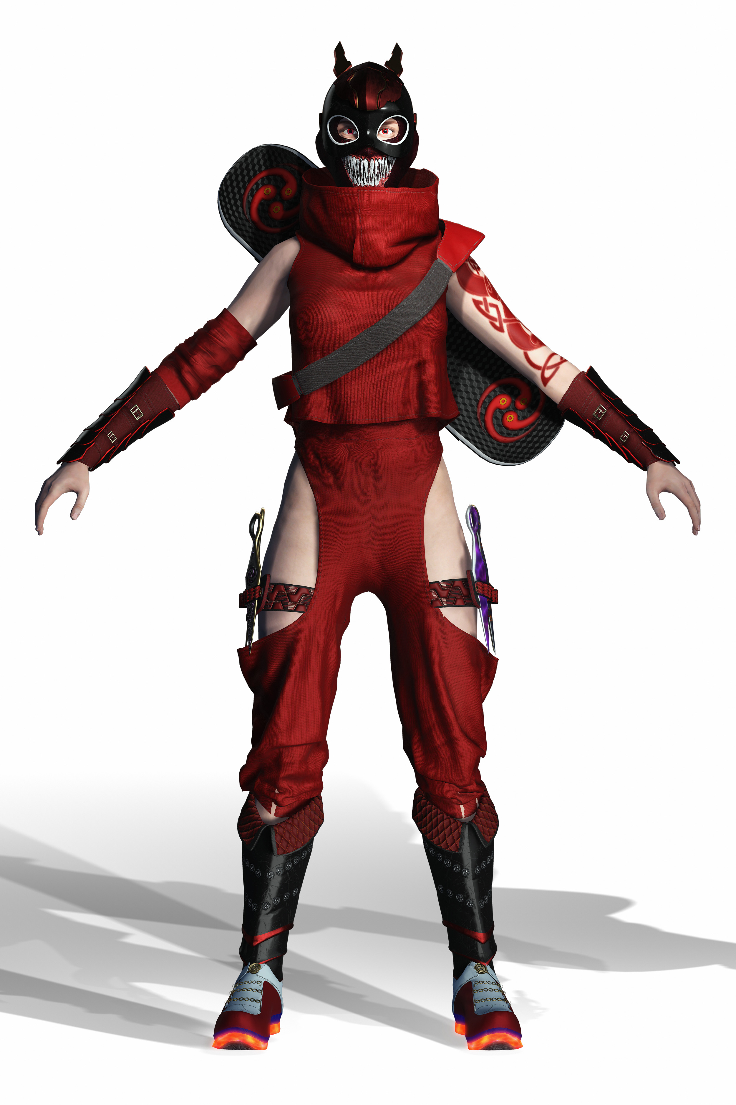 Kuro Oni Stylized Sci Fi Ninja Assassin Game Ready Character Low-poly 3D model_14