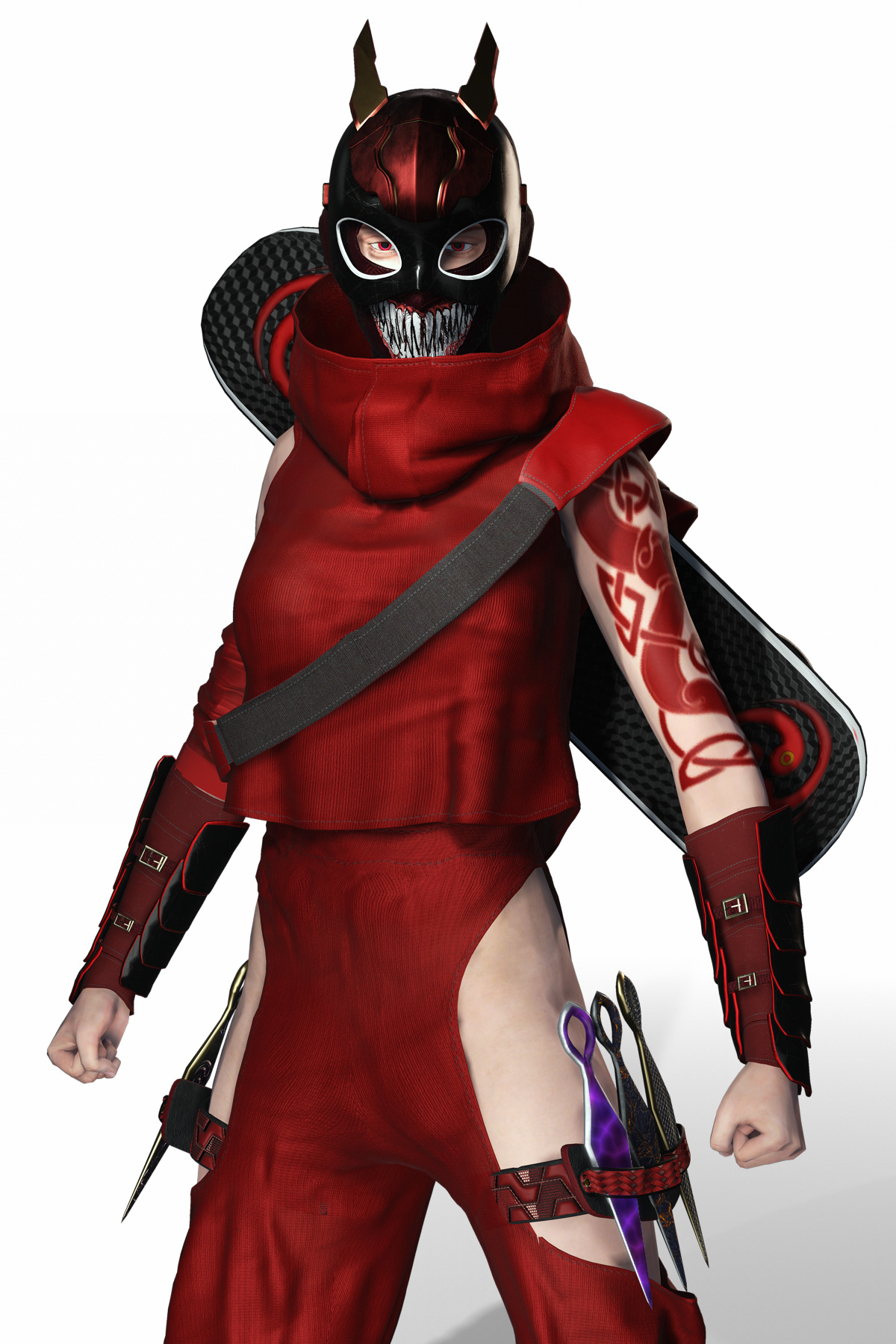 Kuro Oni Stylized Sci Fi Ninja Assassin Game Ready Character Low-poly 3D model_8