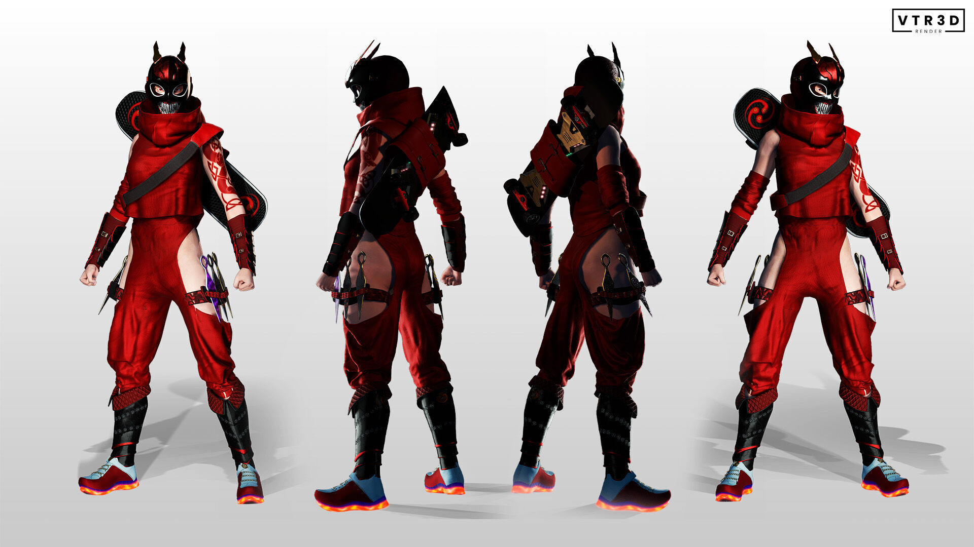 Kuro Oni Stylized Sci Fi Ninja Assassin Game Ready Character Low-poly 3D model_3