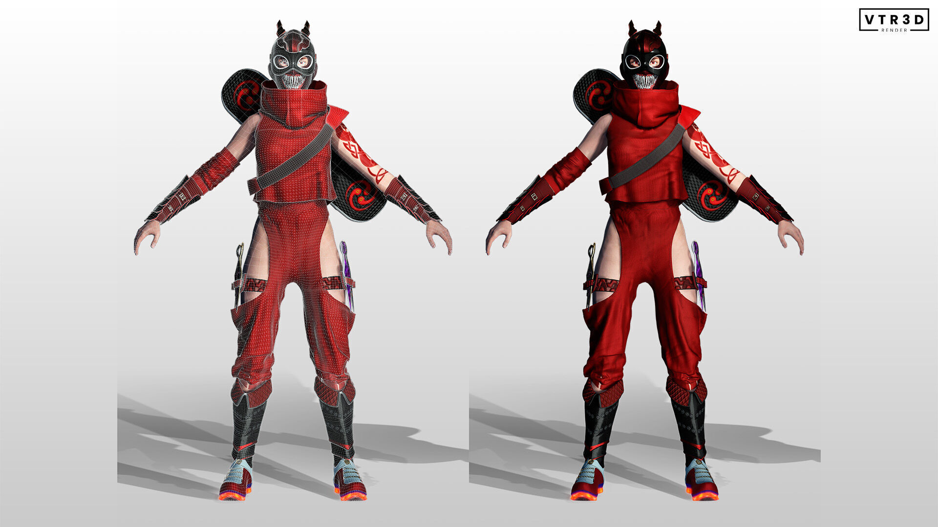 Kuro Oni Stylized Sci Fi Ninja Assassin Game Ready Character Low-poly 3D model_4