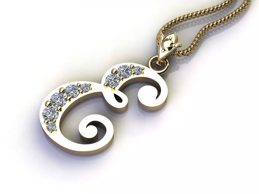 Alphabet V1 Font Style Pendant E 3D print model