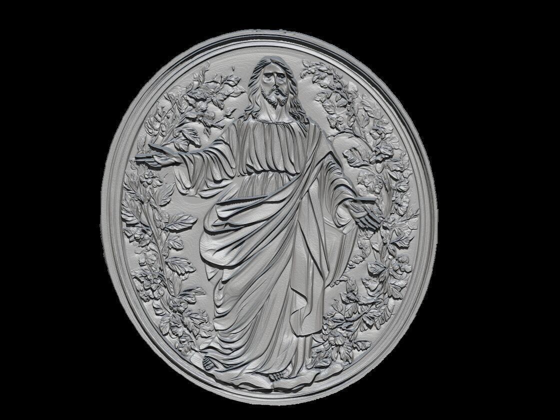 Welcoming Jesus Medallion Relief 3D print model_4
