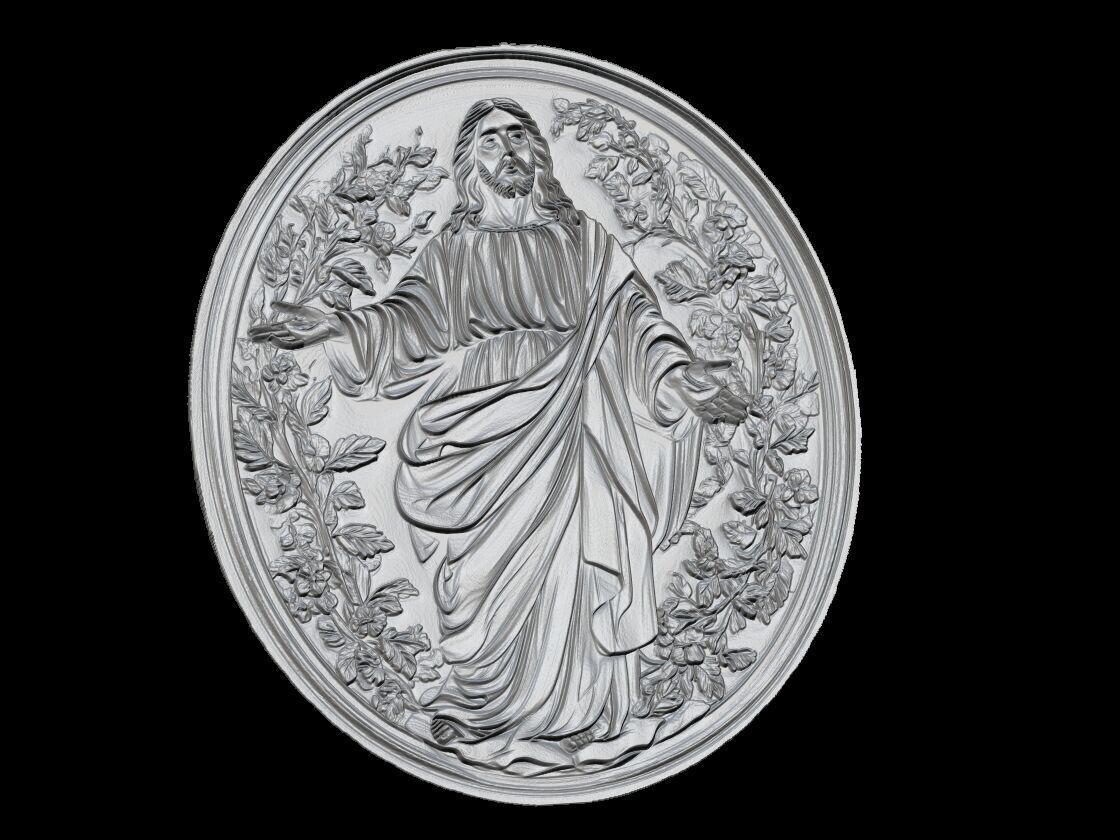 Welcoming Jesus Medallion Relief 3D print model_2