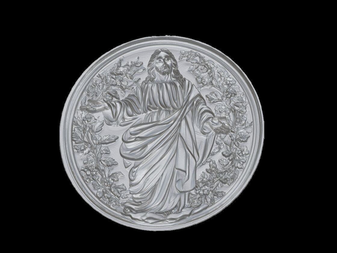 Welcoming Jesus Medallion Relief 3D print model_3