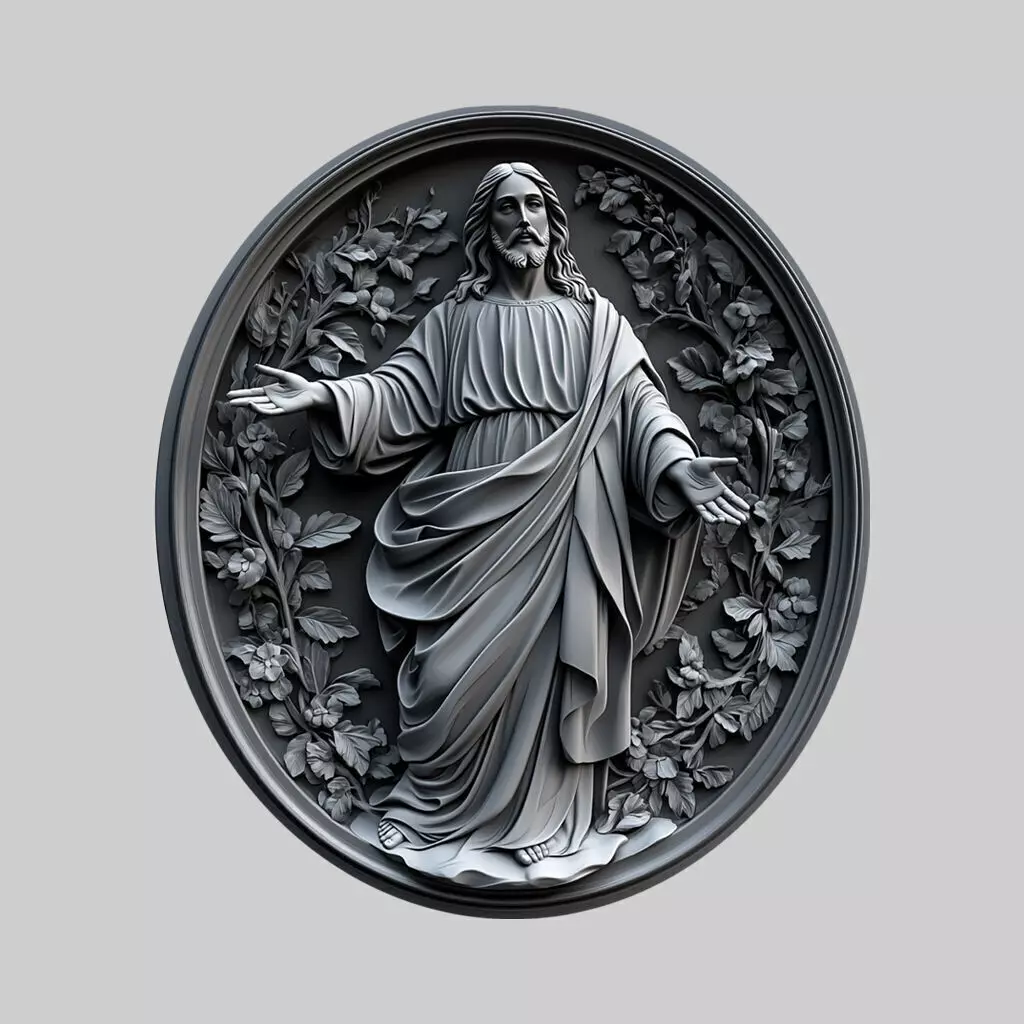 Welcoming Jesus Medallion Relief 3D print model_0
