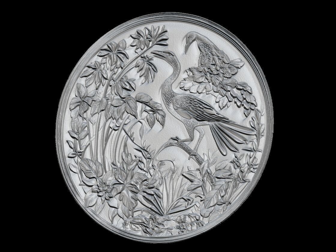 Tropical Birds Paradise Medallion 3D print model_2