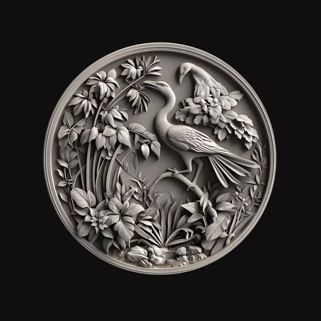 Tropical Birds Paradise Medallion 3D print model_0