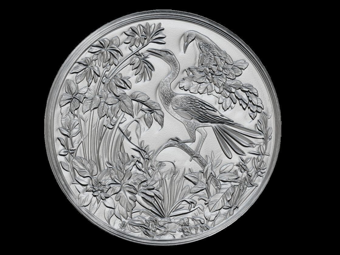 Tropical Birds Paradise Medallion 3D print model_1