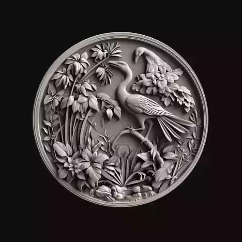 Tropical Birds Paradise Medallion 3D print model
