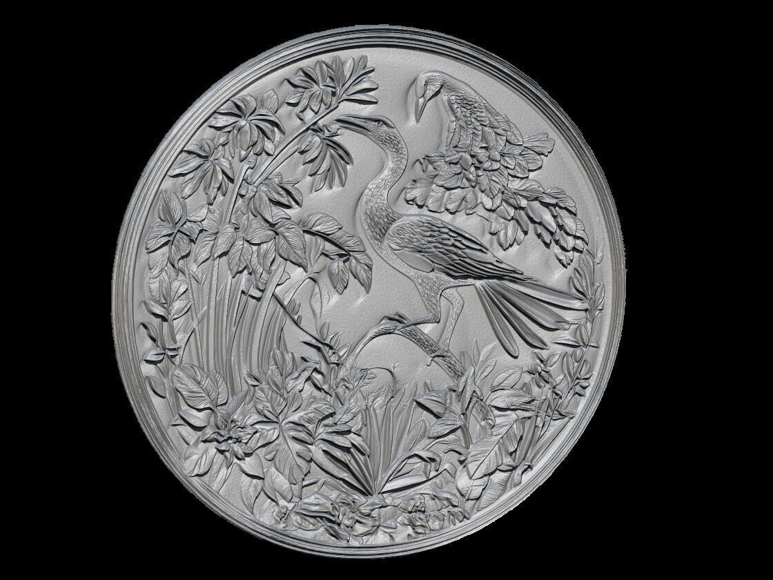 Tropical Birds Paradise Medallion 3D print model_3