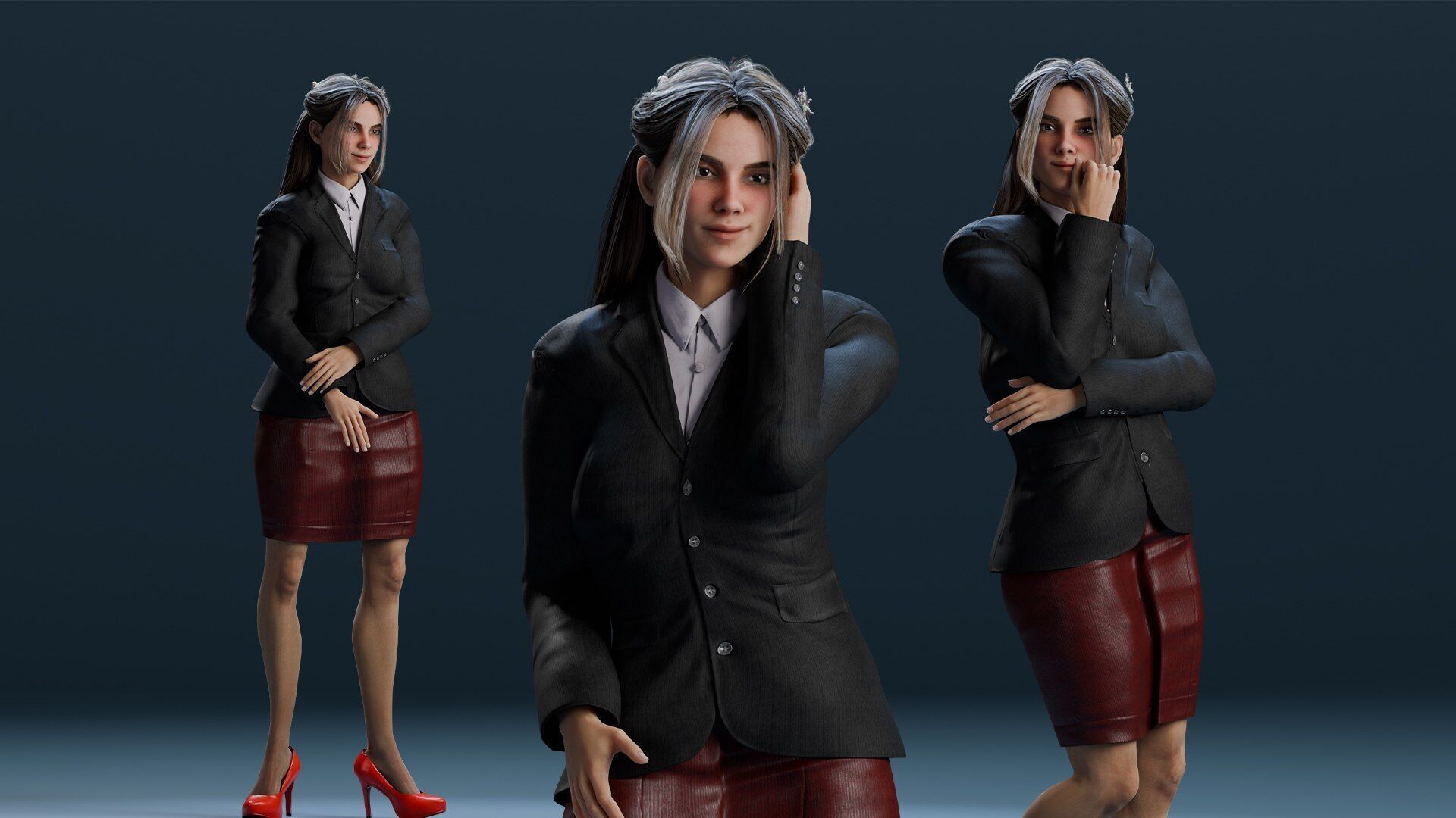 Business women 2 Low-poly 3D model_19