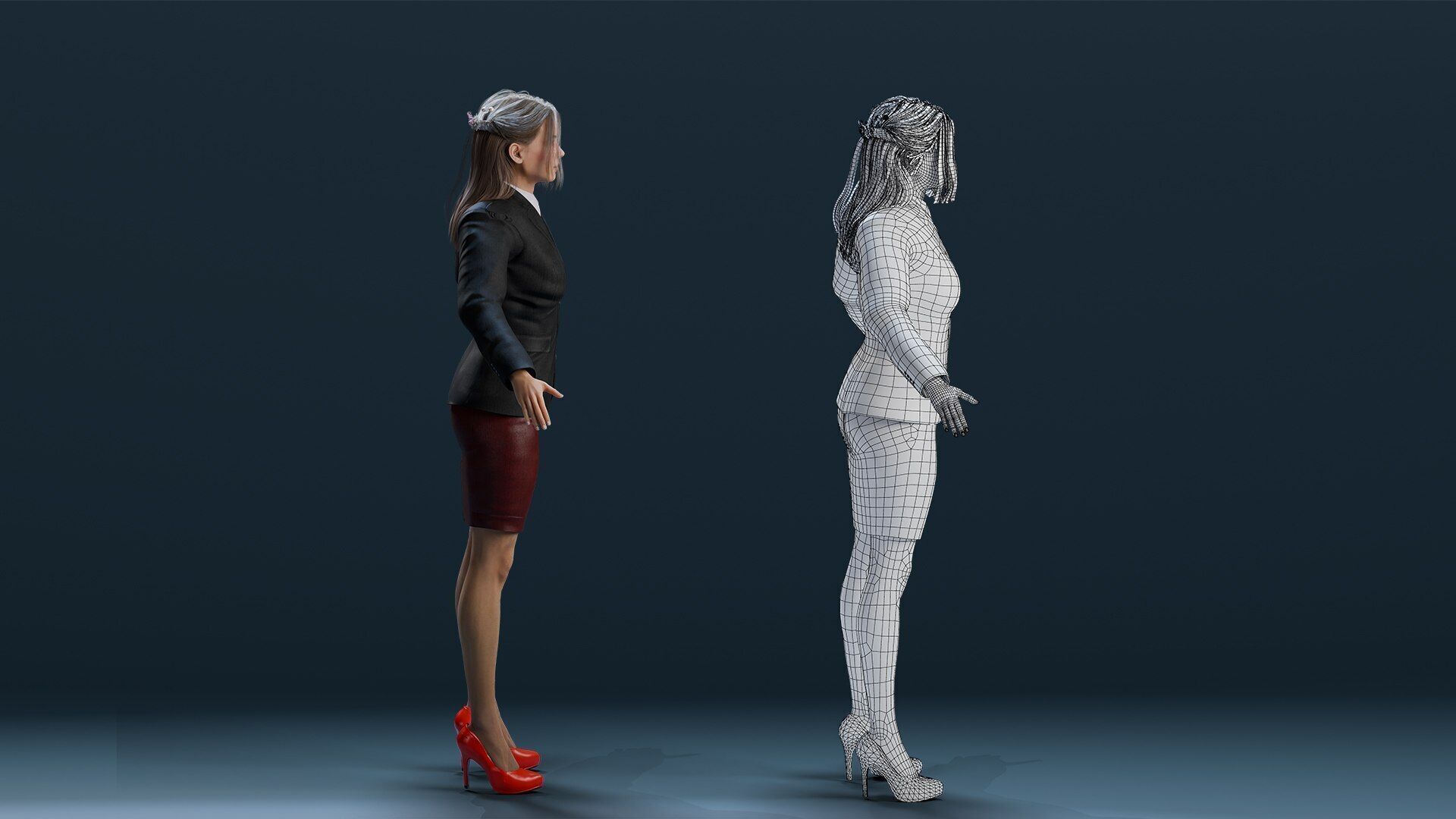 Business women 2 Low-poly 3D model_12