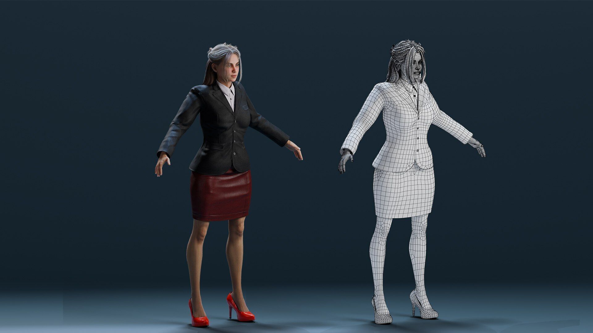 Business women 2 Low-poly 3D model_11