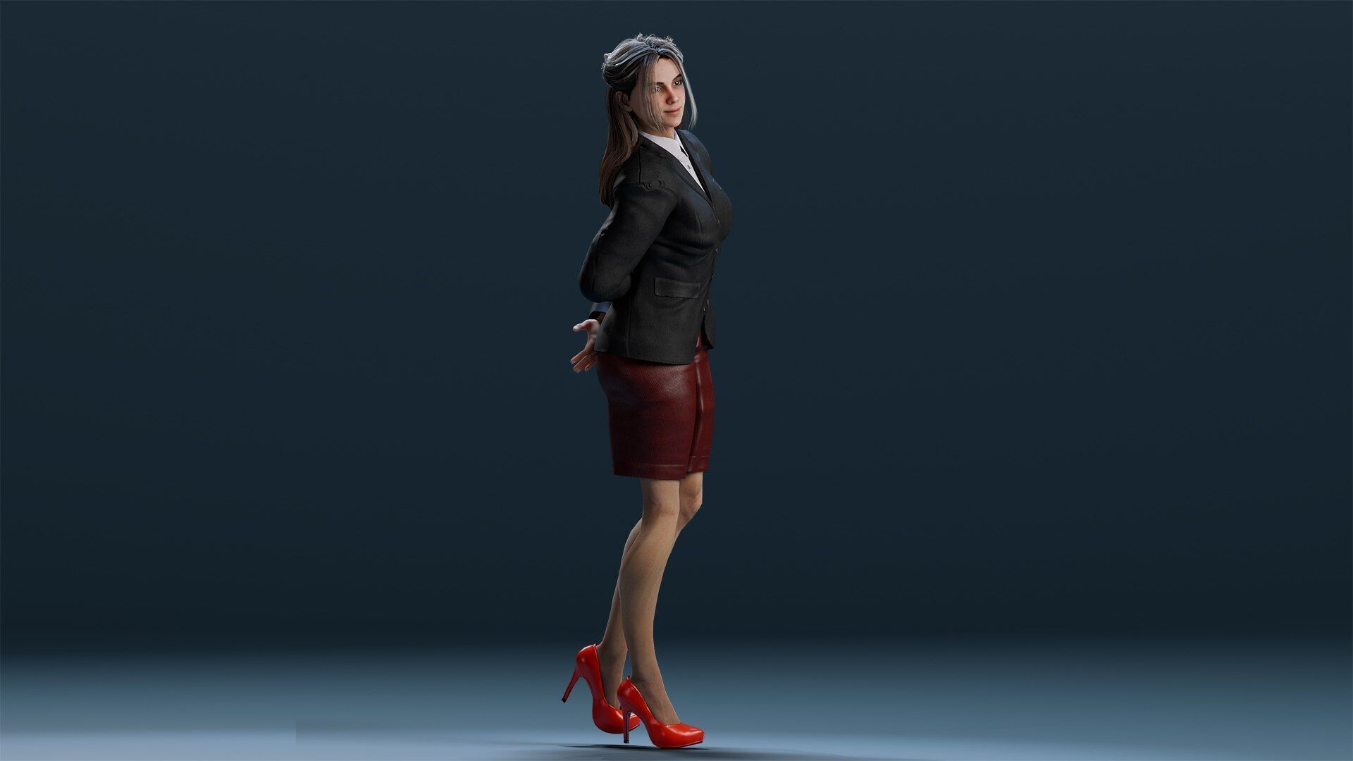 Business women 2 Low-poly 3D model_2