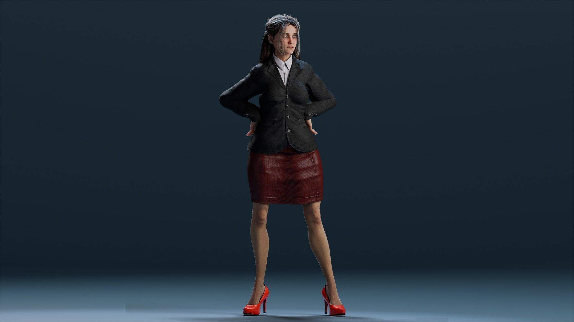 Business women 2 Low-poly 3D model_14