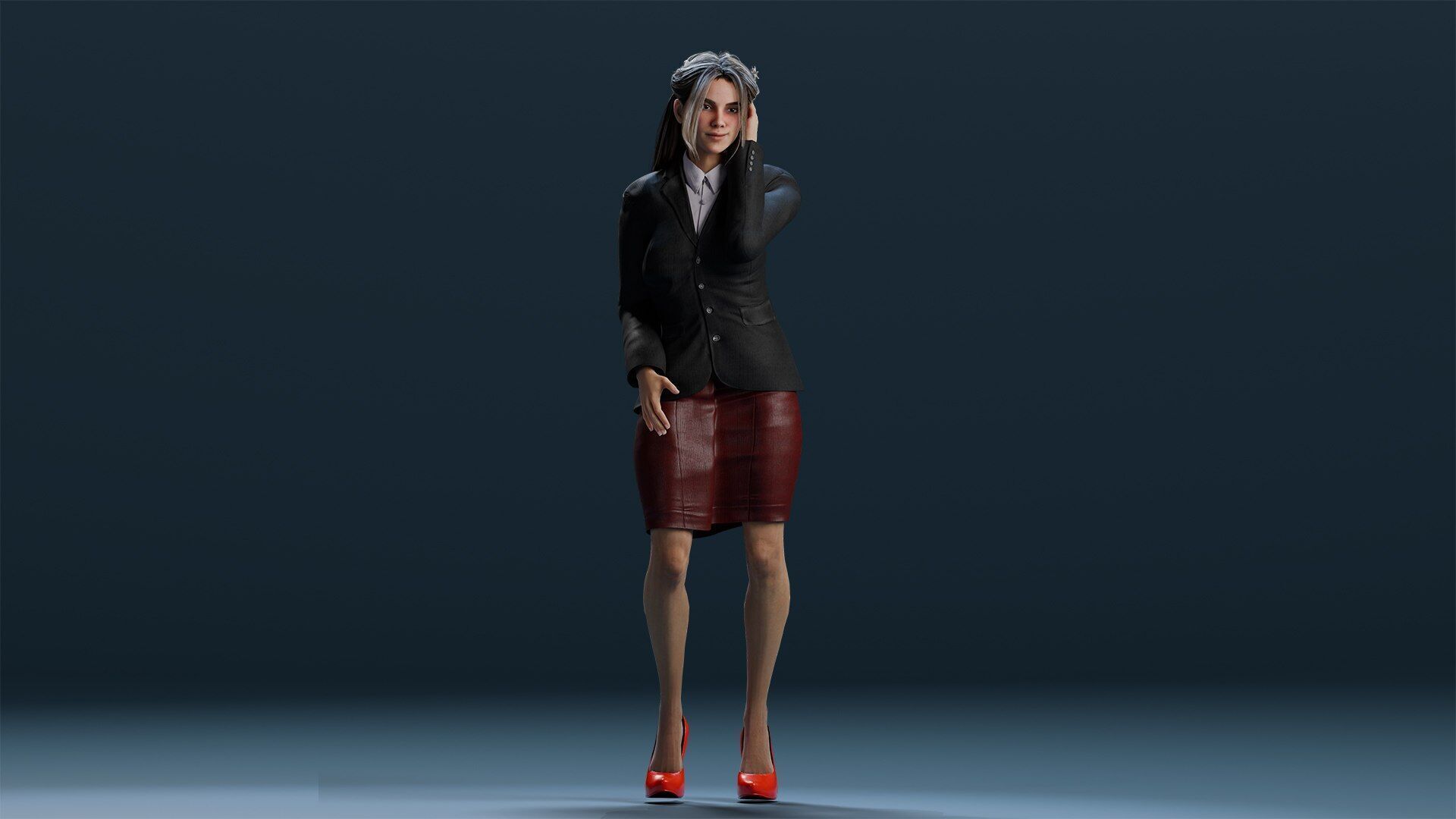 Business women 2 Low-poly 3D model_1