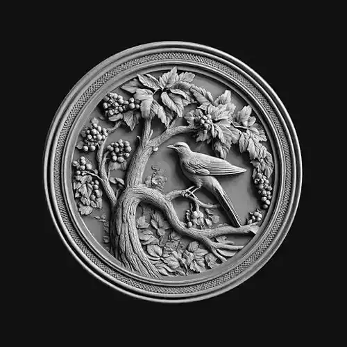 Vineyard Bird Medallion Relief