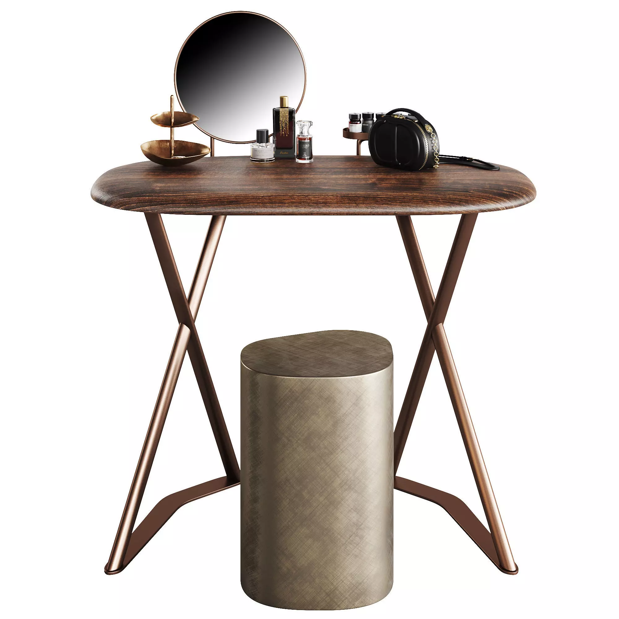 Cattelan Italia Tahiti Triusse Dressing Table And Pancho Stool 3D model