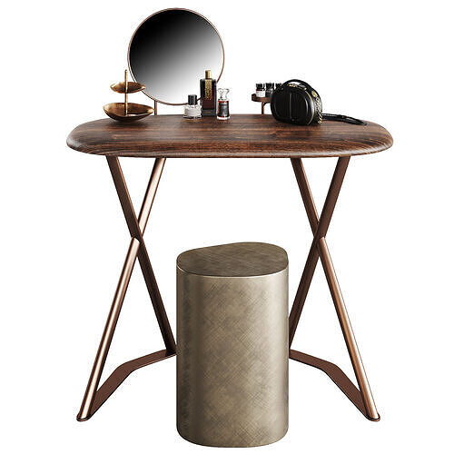 Cattelan Italia Tahiti Triusse Dressing Table And Pancho Stool 3D model