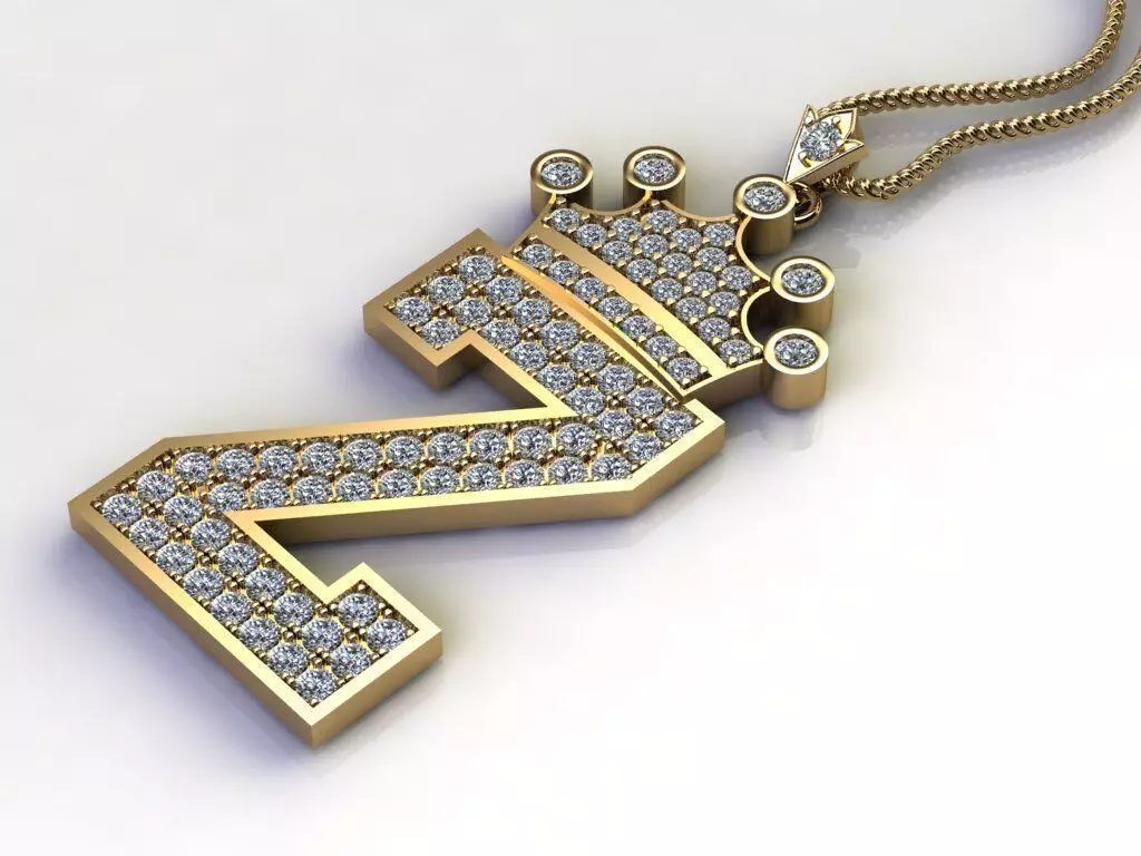 Alphabet V2 Diamond Font Style Pendant Z 3D print model_0