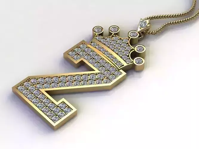 Alphabet V2 Diamond Font Style Pendant Z