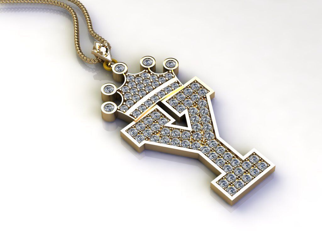 Alphabet V2 Diamond Font Style Pendant Y 3D print model_3