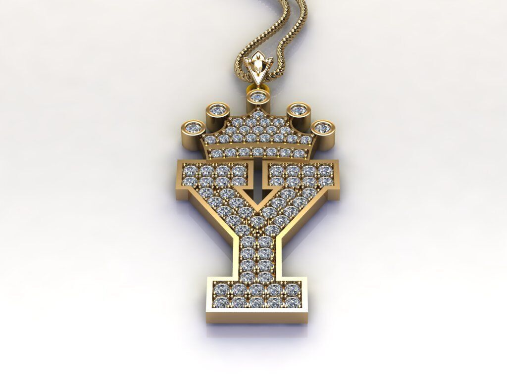 Alphabet V2 Diamond Font Style Pendant Y 3D print model_4