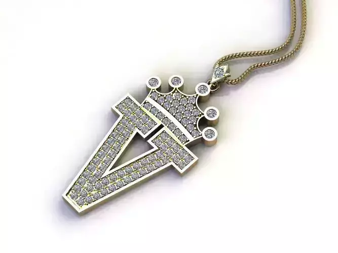Alphabet V2 Diamond Font Style Pendant V