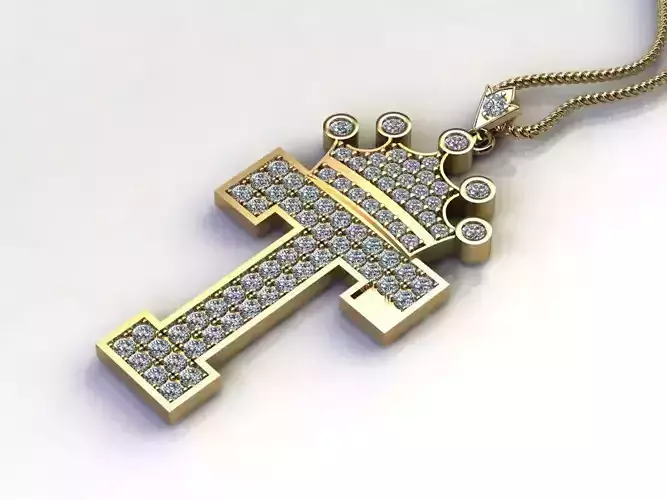 Alphabet V2 Diamond Font Style Pendant T