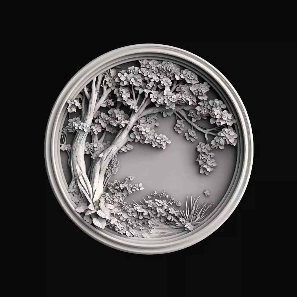 Blossoming Tree Relief 3D print model_0