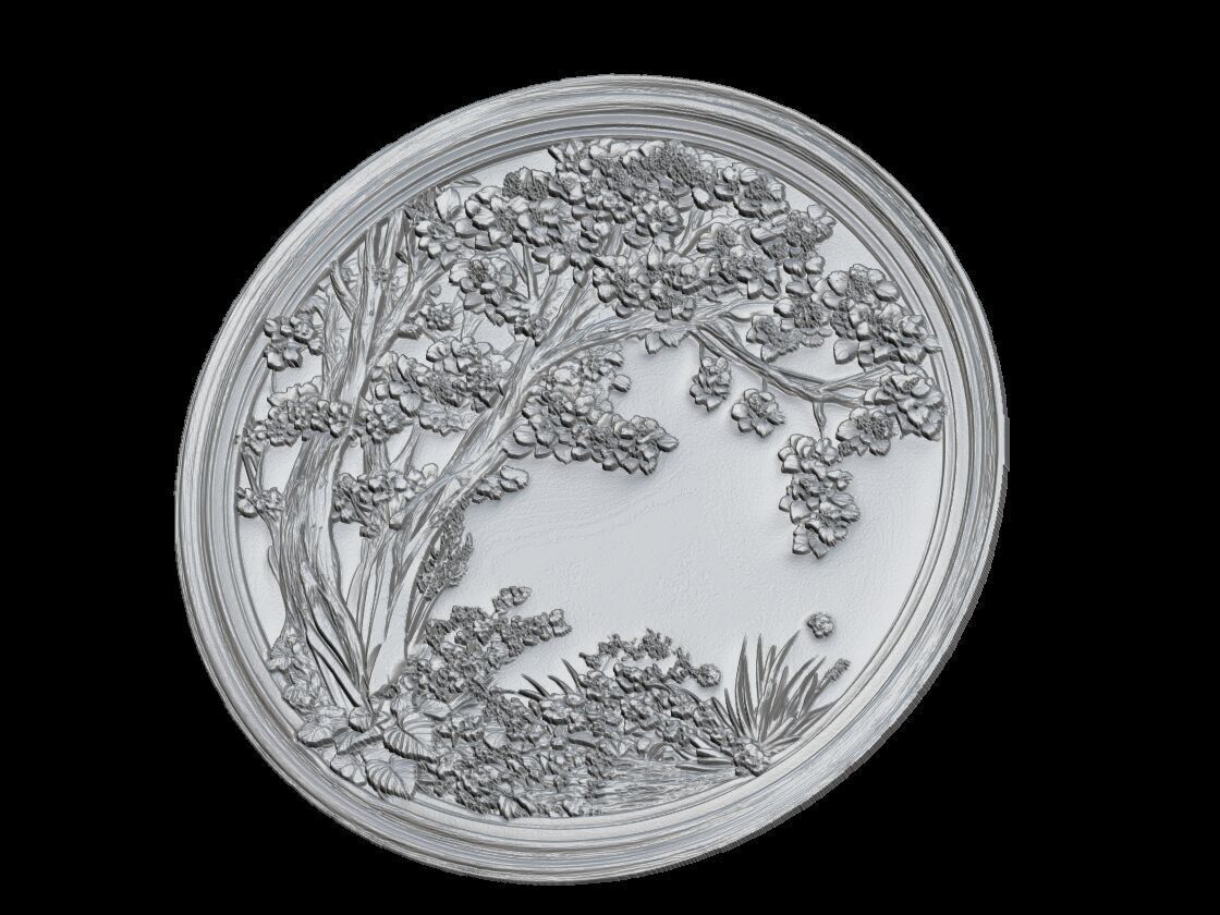 Blossoming Tree Relief 3D print model_2