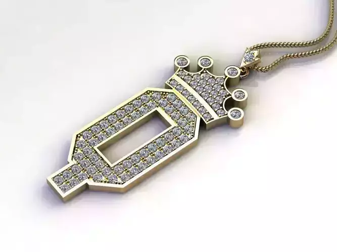 Alphabet V2 Diamond Font Style Pendant Q