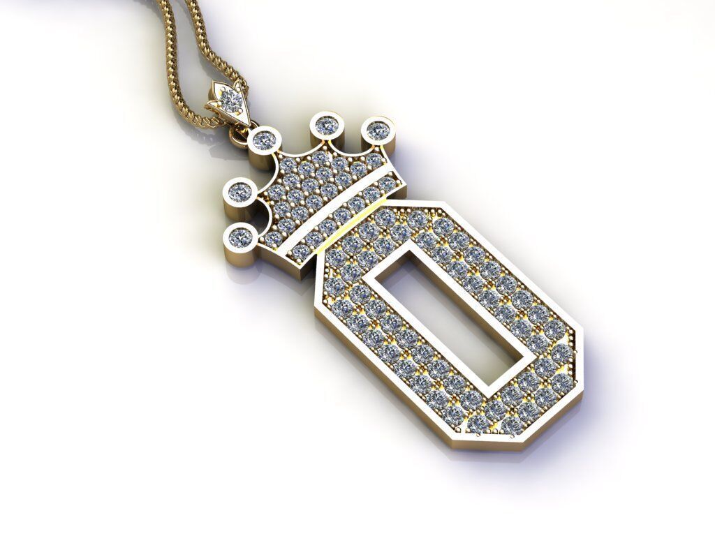 Alphabet V2 Diamond Font Style Pendant O 3D print model_3