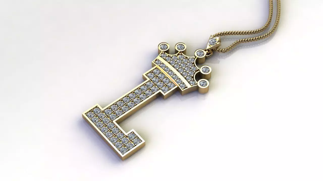 Alphabet V2 Diamond Font Style Pendant L 3D print model_0