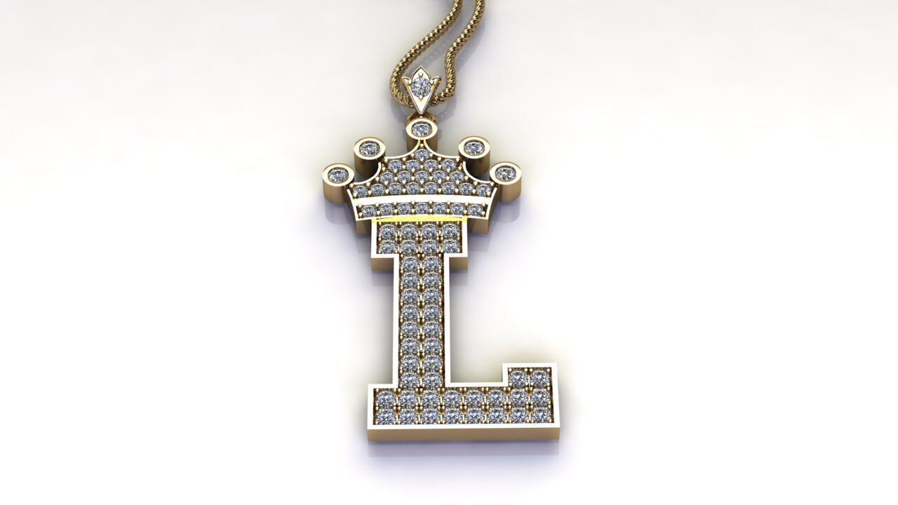 Alphabet V2 Diamond Font Style Pendant L 3D print model_4