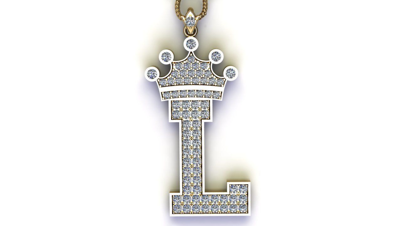 Alphabet V2 Diamond Font Style Pendant L 3D print model_1