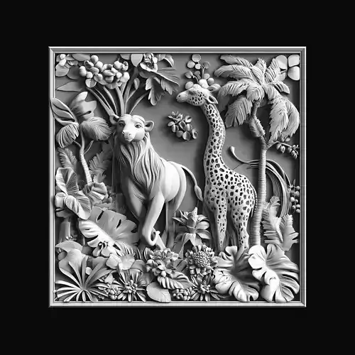 Lion and Giraffe Relief