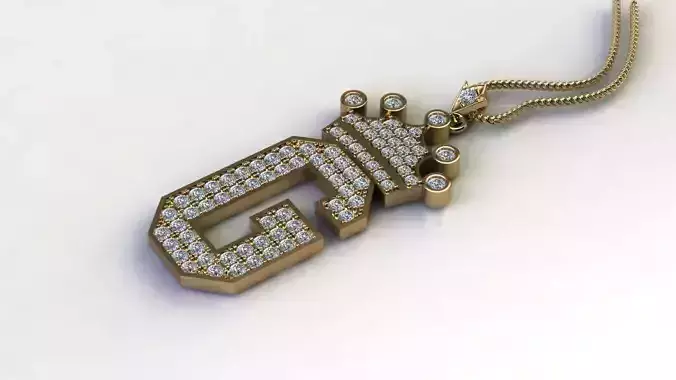 Alphabet V2 Diamond Font Style Pendant G