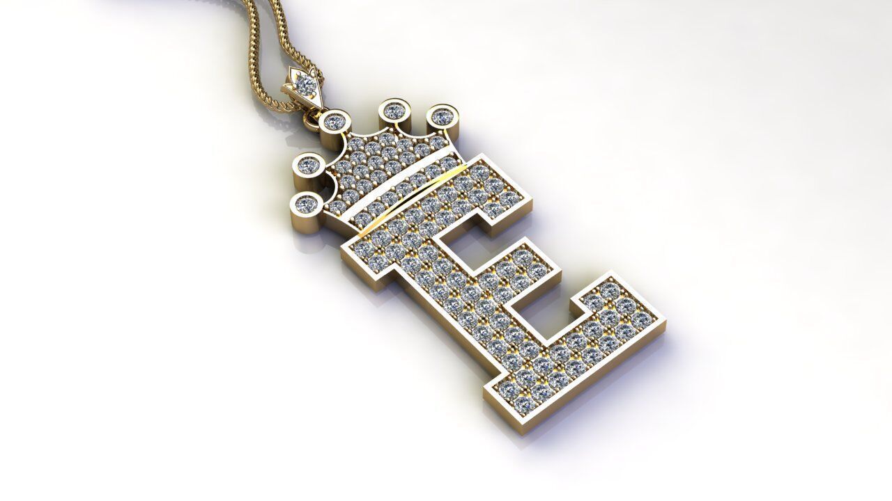 Alphabet V2 Diamond Font Style Pendant E 3D print model_3