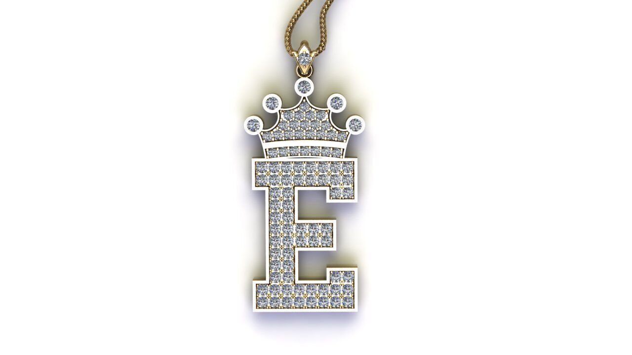 Alphabet V2 Diamond Font Style Pendant E 3D print model_2