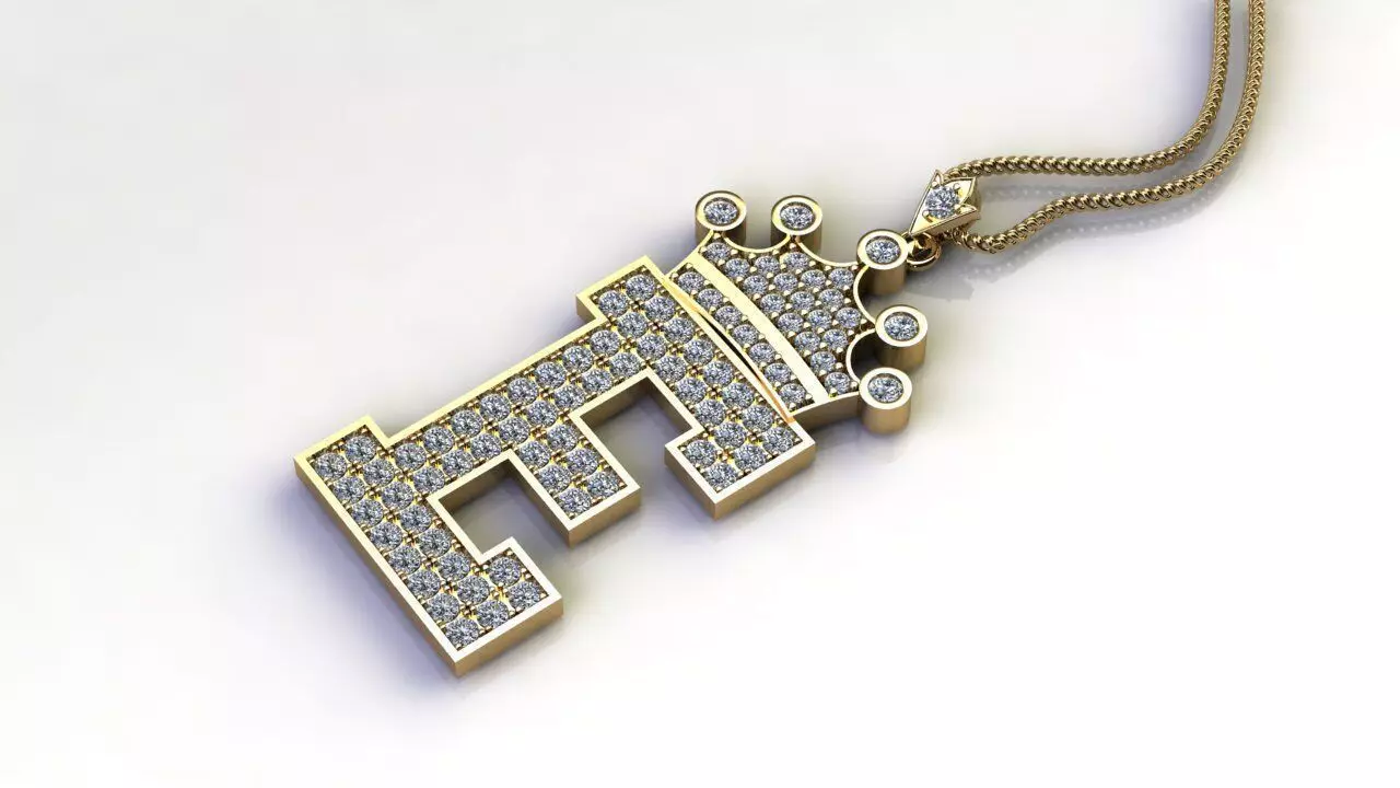Alphabet V2 Diamond Font Style Pendant E 3D print model_0