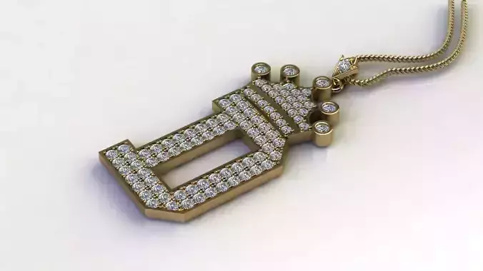 Alphabet V2 Diamond Font Style Pendant D