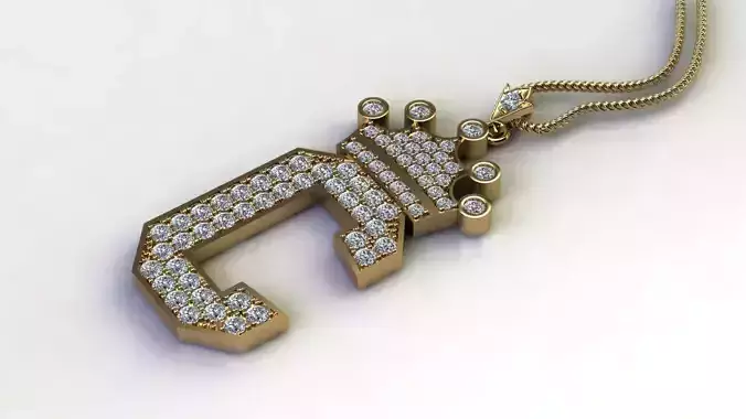 Alphabet V2 Diamond Font Style Pendant C