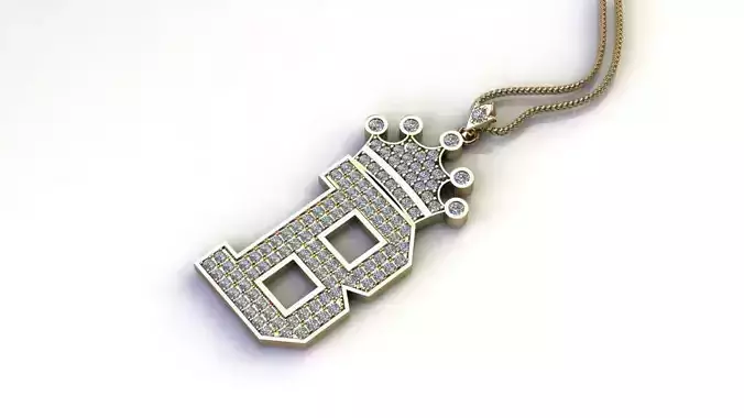 Alphabet V2 Diamond Font Style Pendant B