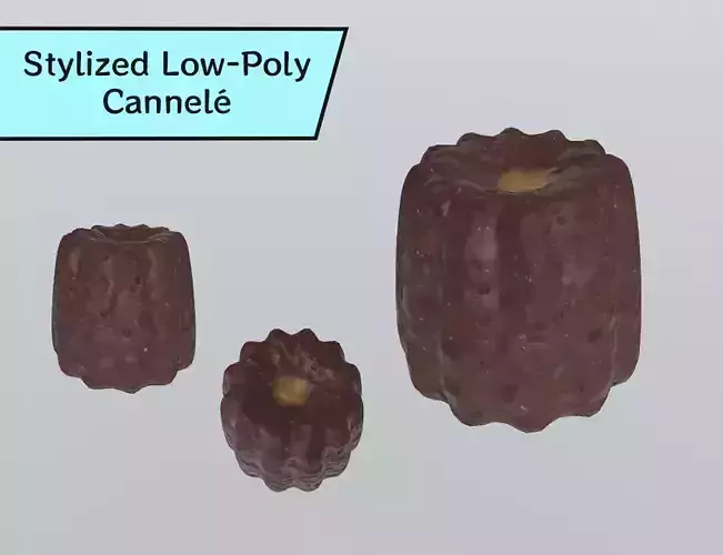 Stylized Low-Poly Cannele Low-poly 3D model